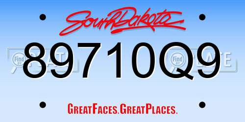 89710Q9 South Dakota License Plate