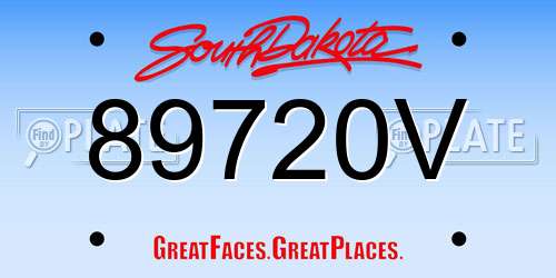 89720V South Dakota License Plate