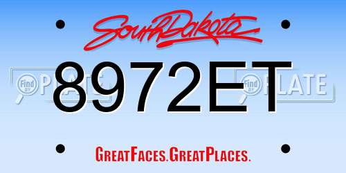 8972ET South Dakota License Plate