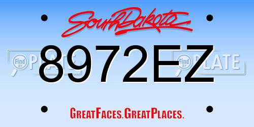 8972EZ South Dakota License Plate
