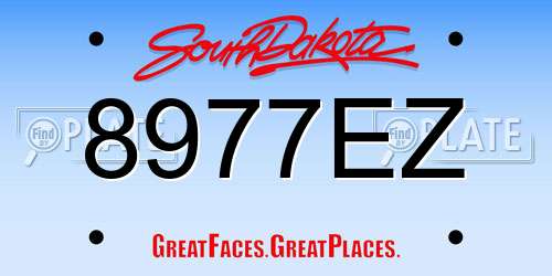 8977EZ South Dakota License Plate