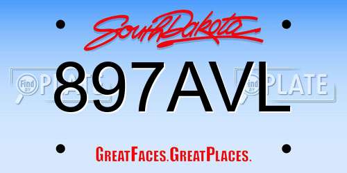 897AVL South Dakota License Plate