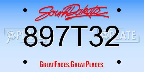 897T32 South Dakota License Plate