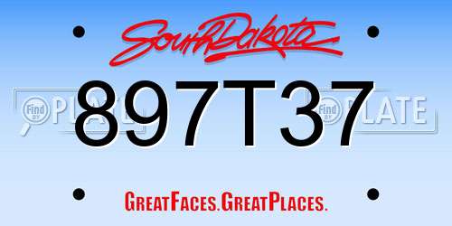 897T37 South Dakota License Plate