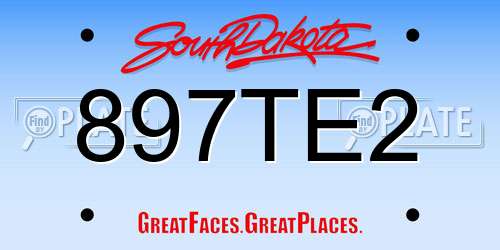 897TE2 South Dakota License Plate