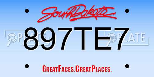 897TE7 South Dakota License Plate