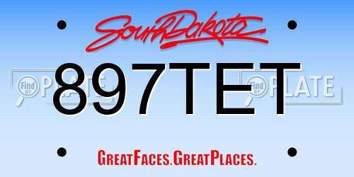 897TET South Dakota License Plate