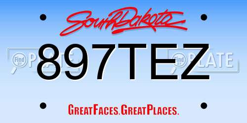897TEZ South Dakota License Plate