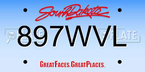 897WVL South Dakota License Plate