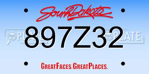 897Z32 South Dakota License Plate