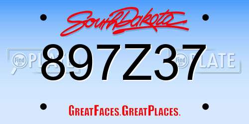 897Z37 South Dakota License Plate