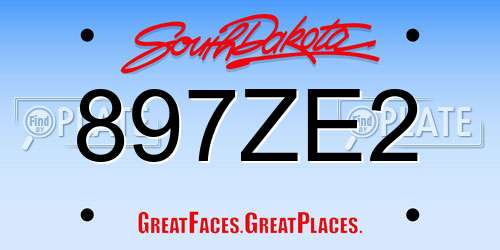 897ZE2 South Dakota License Plate