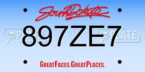 897ZE7 South Dakota License Plate