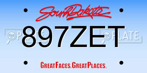 897ZET South Dakota License Plate