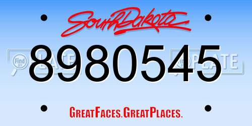 8980545 South Dakota License Plate