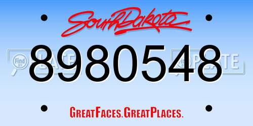 8980548 South Dakota License Plate