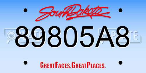 89805A8 South Dakota License Plate