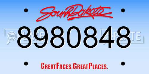 8980848 South Dakota License Plate