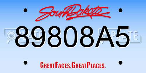 89808A5 South Dakota License Plate