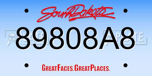 89808A8 South Dakota License Plate