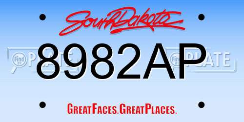 8982AP South Dakota License Plate