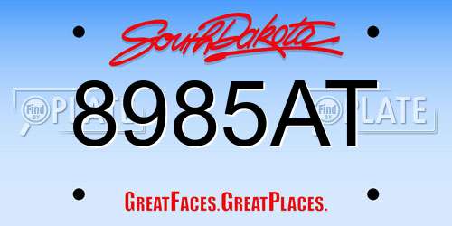 8985AT South Dakota License Plate