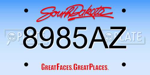 8985AZ South Dakota License Plate