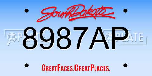 8987AP South Dakota License Plate