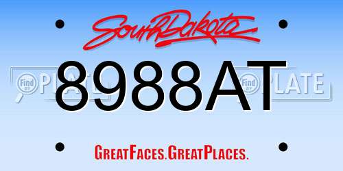8988AT South Dakota License Plate