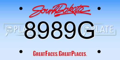 8989G South Dakota License Plate