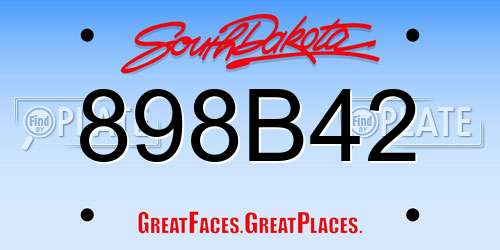 898B42 South Dakota License Plate