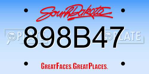 898B47 South Dakota License Plate