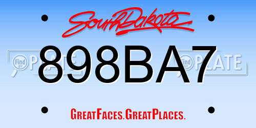 898BA7 South Dakota License Plate