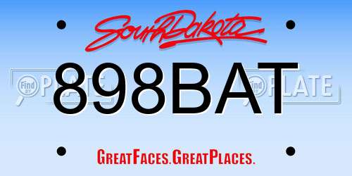898BAT South Dakota License Plate