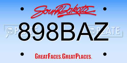 898BAZ South Dakota License Plate