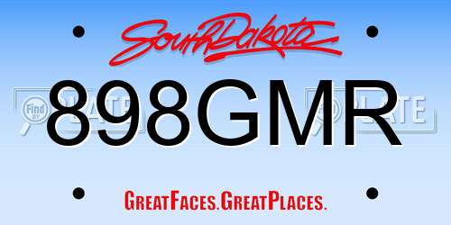 898GMR South Dakota License Plate