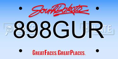 898GUR South Dakota License Plate