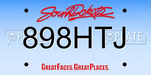 898HTJ South Dakota License Plate