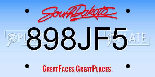 898JF5 South Dakota License Plate