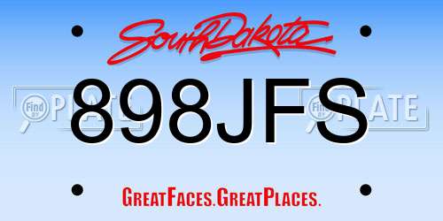 898JFS South Dakota License Plate