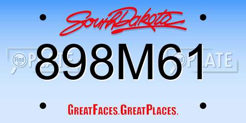 898M61 South Dakota License Plate