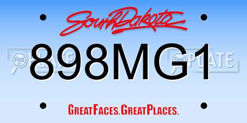 898MG1 South Dakota License Plate