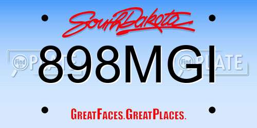 898MGI South Dakota License Plate