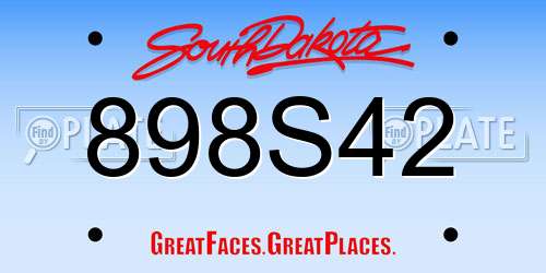 898S42 South Dakota License Plate