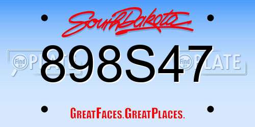 898S47 South Dakota License Plate