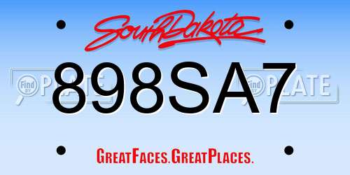 898SA7 South Dakota License Plate