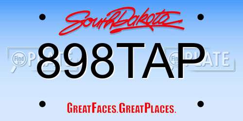 898TAP South Dakota License Plate