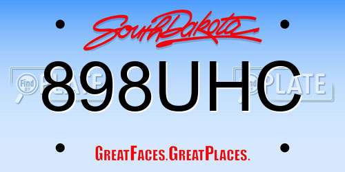 898UHC South Dakota License Plate