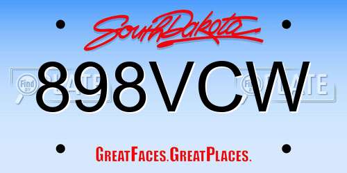 898VCW South Dakota License Plate