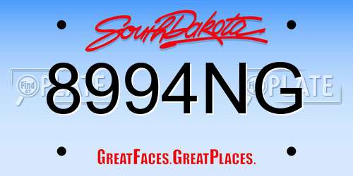 8994NG South Dakota License Plate